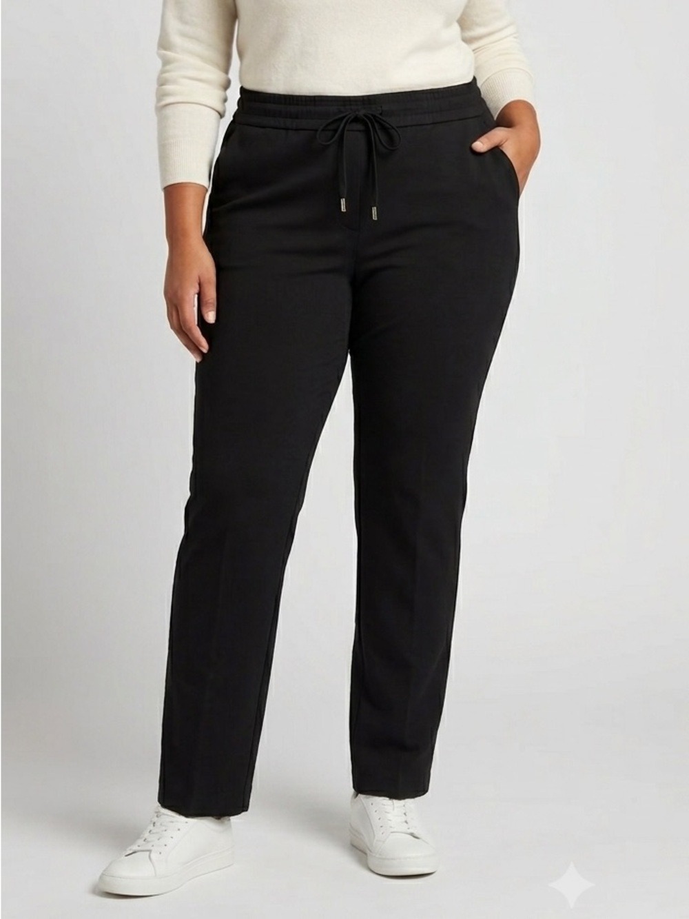 HILARY RADLEY Black Drawstring Stretch Heavyweight 28” Pants size XXL